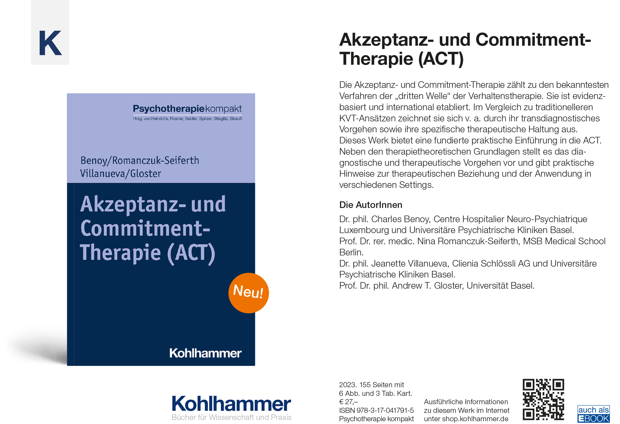 Neues Buch Akzeptanz- und Commitmenttherapie (ACT)