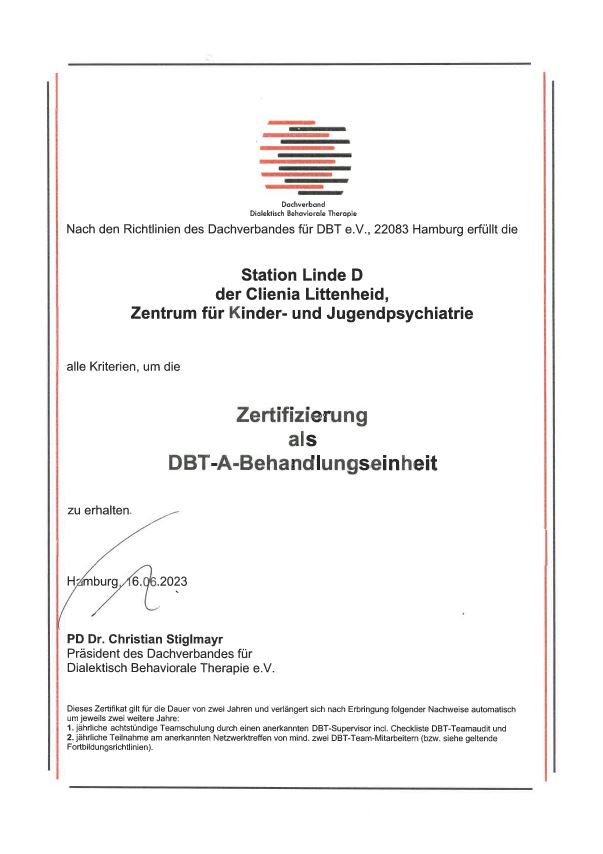 Rezertifizierung der DBT-A-Station «Linde D» 1 Rezertifizierung der DBT-A-Station «Linde D»